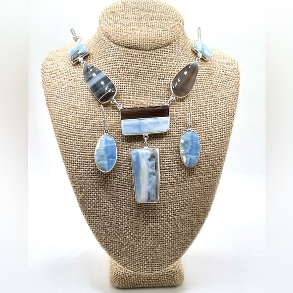 Blue Oweyhee Opal Necklace & Earrings Set - Picture 4 of 7